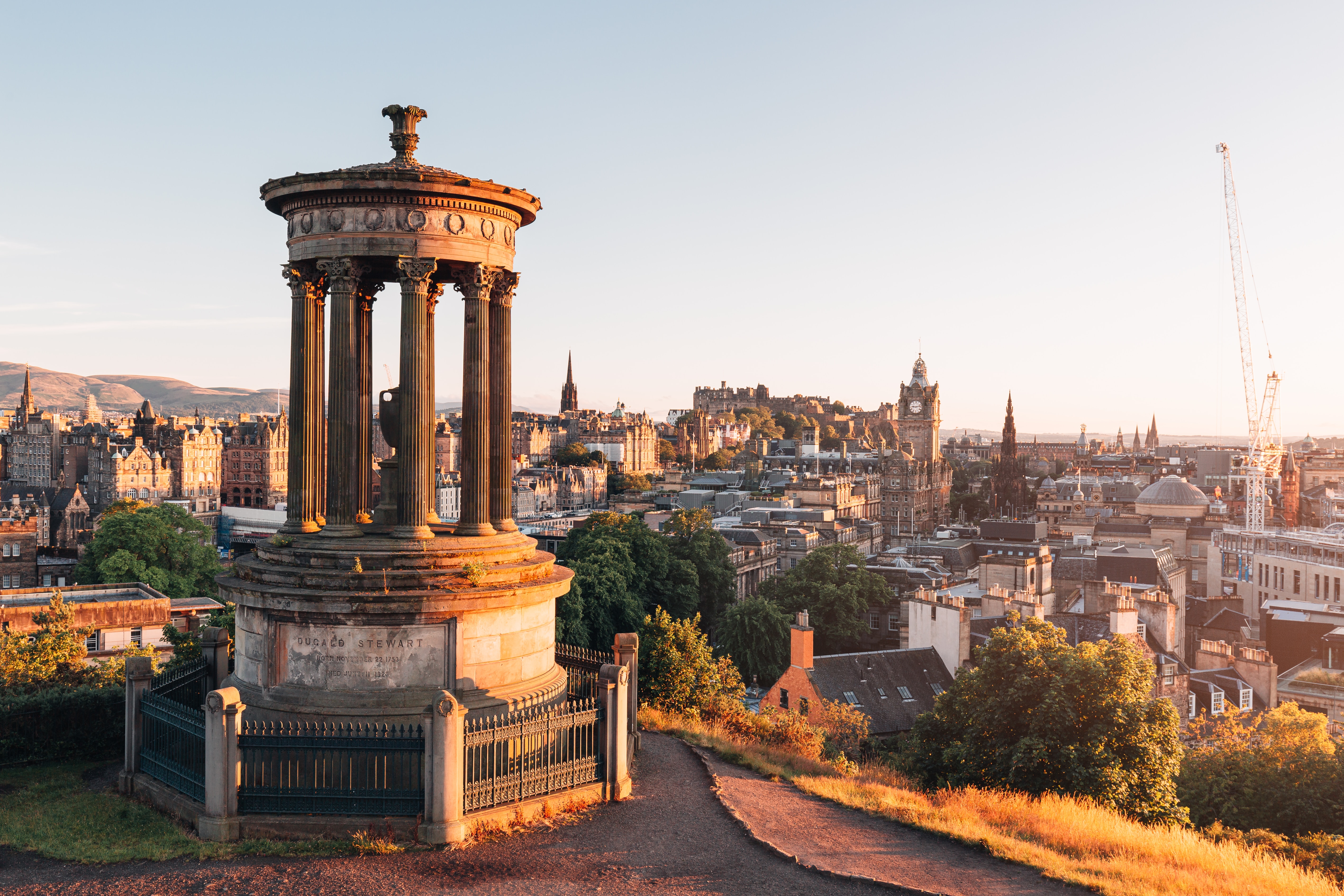 Sunset view from Calton Hill across Edinburgh