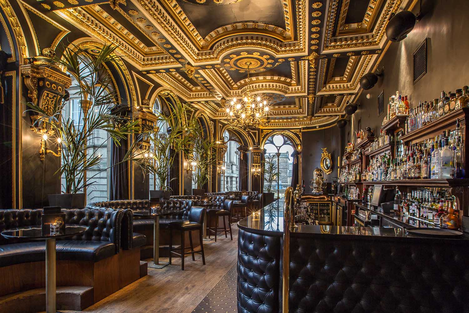 A traditional Irish-style pub interior in Edinburgh