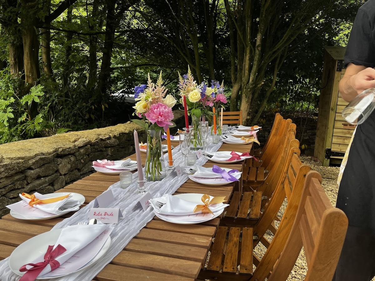 Colourful dinner party tablescape curated by Hollie at Pear Pantry