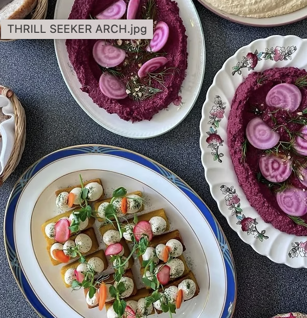 Plant-based private chef dinner plated for hen party