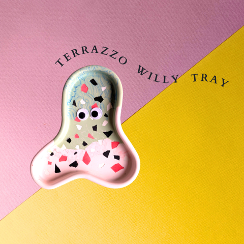 Pastel terrazzo willy-shaped trinket tray hen party craft