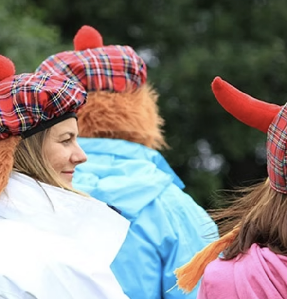Mini Highland Games hen party — welly wanging, tug of war and a comedy caber