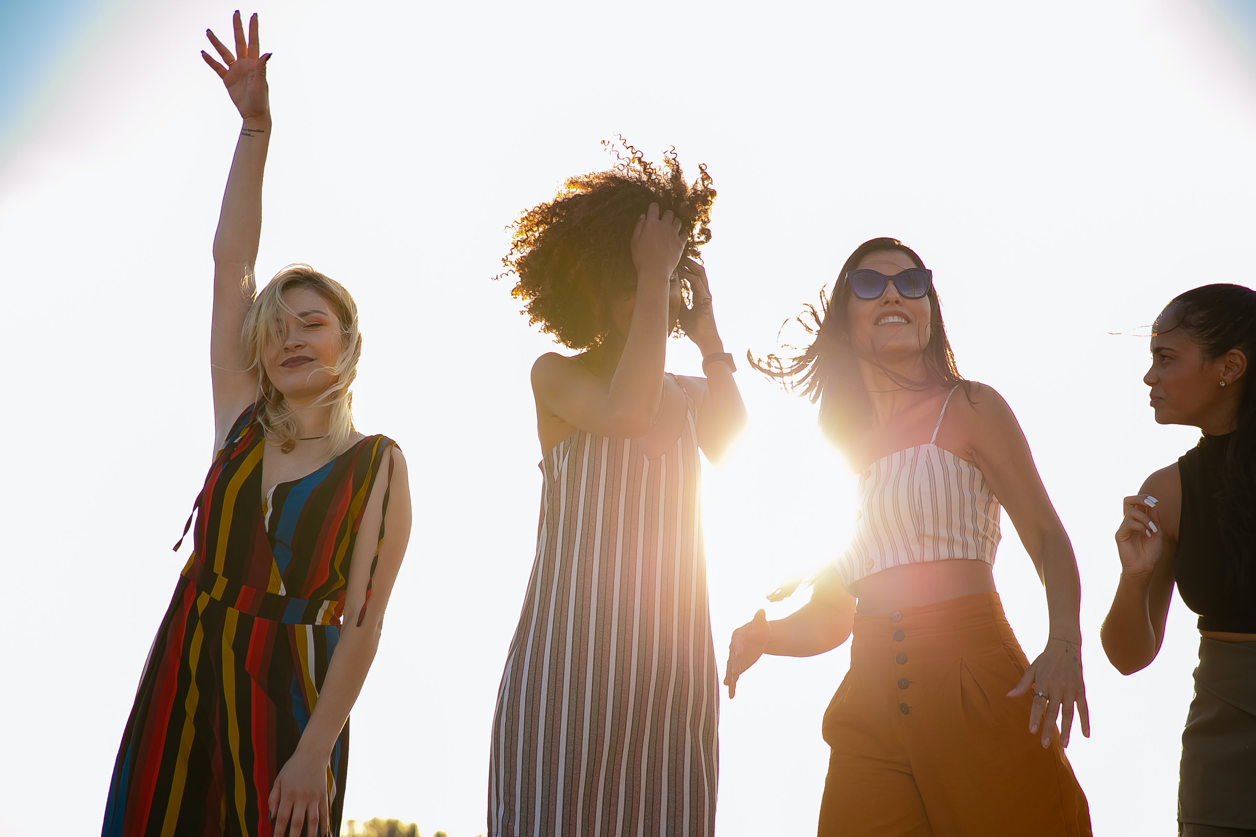 Outdoor garden party at golden hour