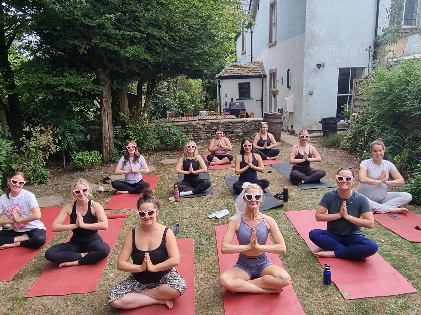 Yoga and fizz session at the house